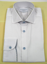 -NWT Charles Tyrwhitt White Stretch Geo Printed Trim Ex Slim Fit Shirt 15.5/35in