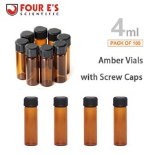 100pcs 4ml Glass Vials Amber with Screw Caps Lab Vials Sample Vials Liquid Vials