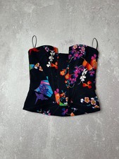 NWT RARE Versace for H M Floral Print Corset Bustier Top Sz EUR 36 US 6 Black