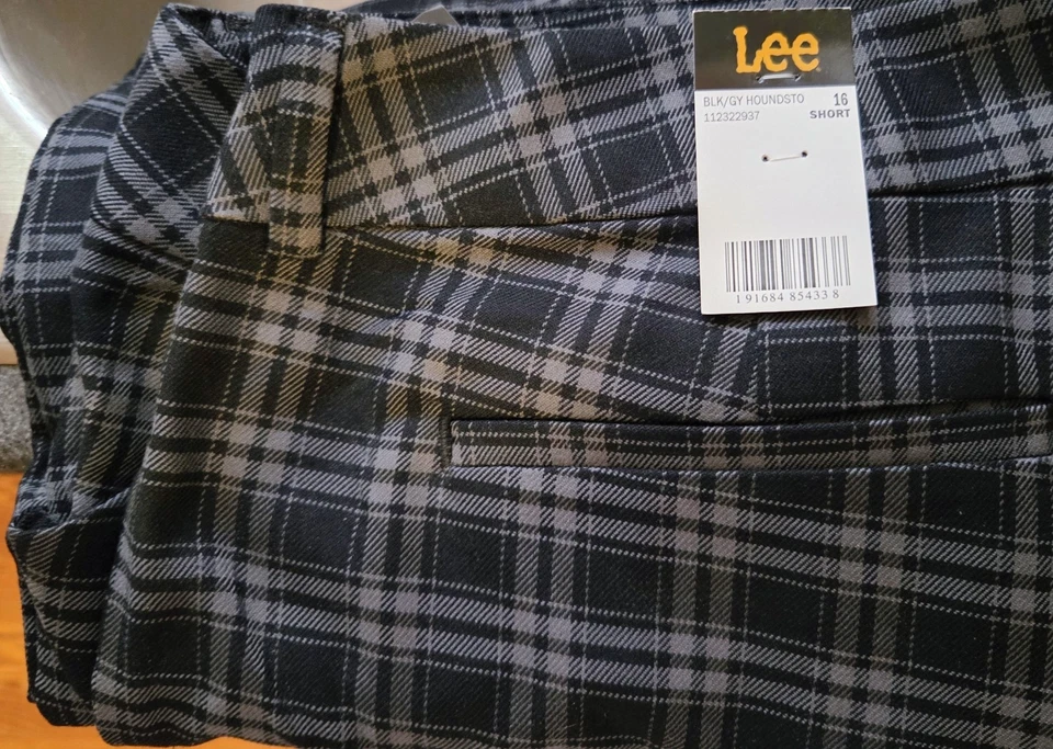 Pantalón Lee Petite para mujer calce relajado pierna recta talla 16 P a cuadros-NUEVO Foto 2 de 4