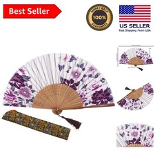 8.27-Inch Elegant Silk Folding Fan - Perfect for Parties and Special Occasions