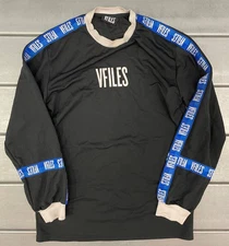 VFiles Rugby Long Sleeve Shirt Mens Medium Black Blue Logo Tape Pullover
