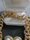 Vintage Trifari Necklace & Earrings - Gold Chain Necklace w White Cabochon NICE! — photo 4