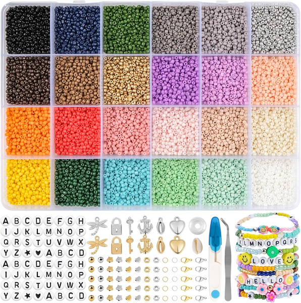 Ruby 2Mm Perlen FüR ArmbäNder, Perlenset FüR ArmbäNder 24 Farben Perlen Set Mit-image
