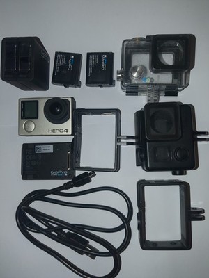 GoPro HERO4 Action Camera w/ Waterproof Cases Charger Batteries BacPac ABPAK-401