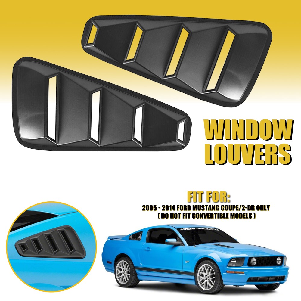 For Ford Mustang 2005-2014 1/4 Quarter Side Window Louvers Scoop Cover Vent EXD