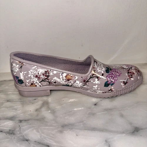 Cougar Waterproof Size 8 Floral Print Slip On Loafers Gray Rubber Comfort - Picture 6 of 9