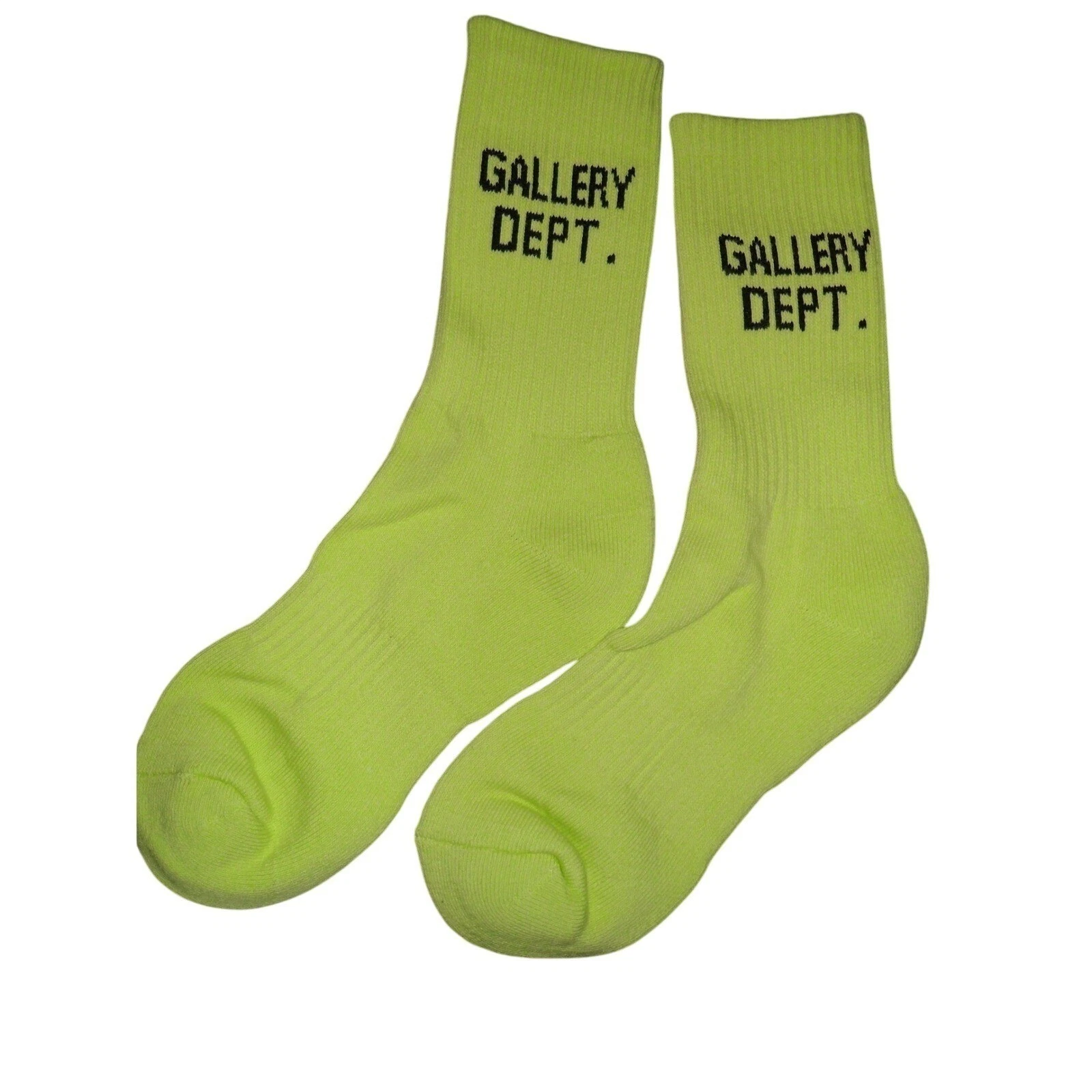 Gallery Dept. Socks Women's Small 4-6.5 Crew Green Lime Black Logo - 1 Pair New