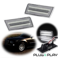 Fits 2005-10 Chrysler 300 Clear White 30-smd Front Bumper Side Marker Led Lights