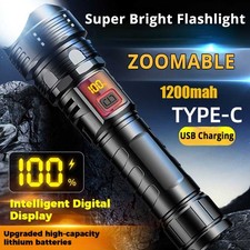 990000000Lumens High Powered Super Bright Flashlight USB Rechargeable Torch Lamp