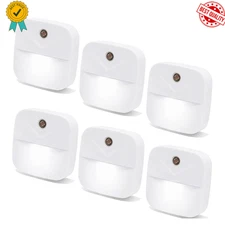 Plug-In Night Light LED Motion Sensor Activated Bathroom Kitchen Hallway 6-Pack