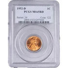 1952 D 1c Lincoln Wheat Cent ~ PCGS MS 65 RD