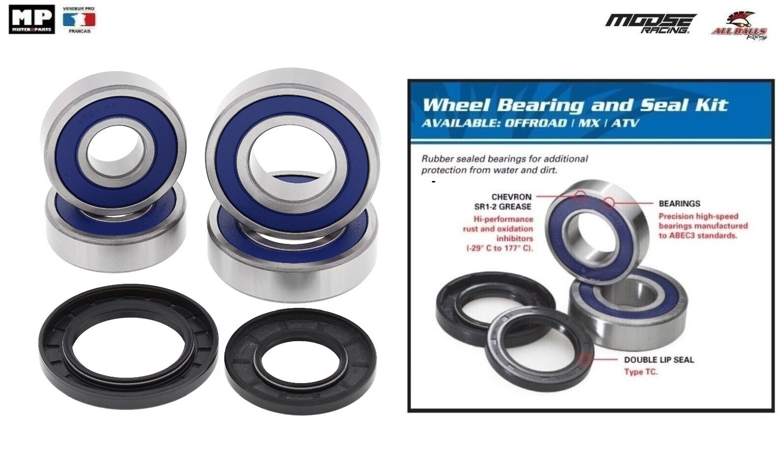 Kit Roulement et Joint de Roue Arrière 25-1694 pour Moto Kawasaki VN 2000 2006-2010