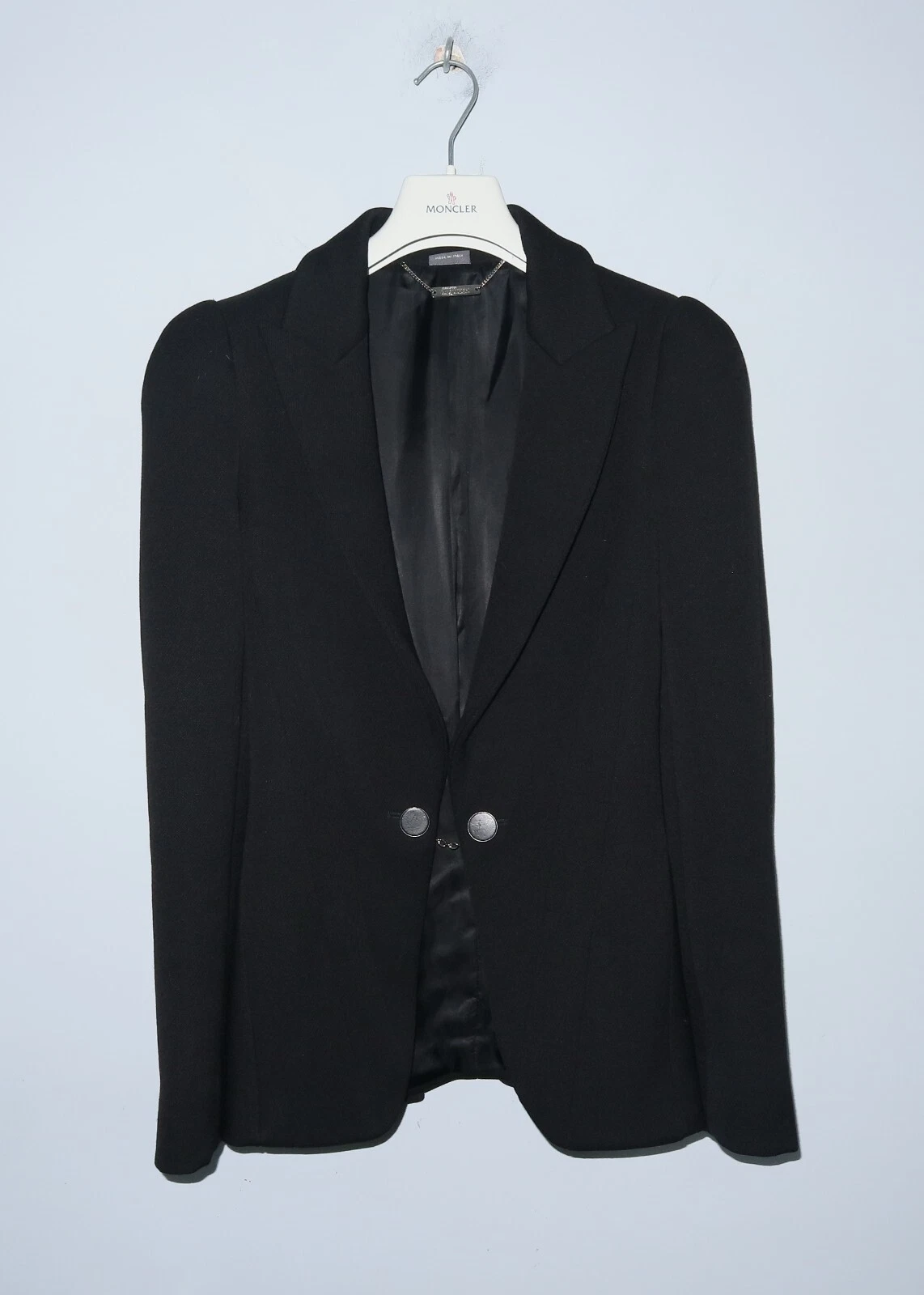 Alexander McQueen — ALEXANDER MCQUEEN Womens Black Virgin Wool Blazer Jacket Size 42