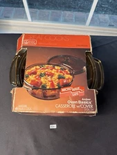 Anchor Hocking Amber Oven Basics Casserole w/ Cover 2 QT. M1038L VTG
