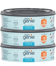 3- Diaper Genie Unscented 270 Bags -Max Odor Lock-Helps Protect /From Germs