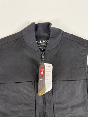 FILSON TIN CLOTH INSULATED WORK VEST BLACK L NWT - Picture 3 of 13