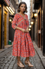 Indian Women Cotton Long Gown with full Flair Statement Dress for every Party