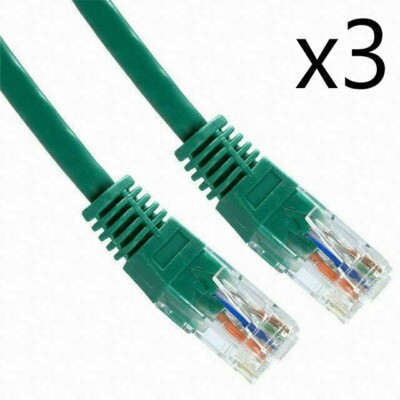 3 Pack Lot - 3ft CAT5e Ethernet Network LAN Router Patch Cable Cord Wire Green