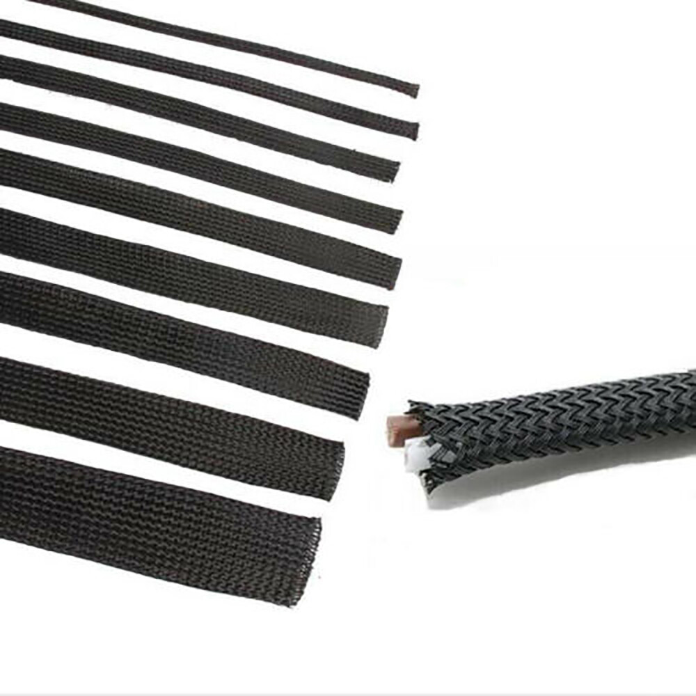 Black PET Expandable Braided Wire Cable Sleeve Sheathing Tube Protection 4~16mm
