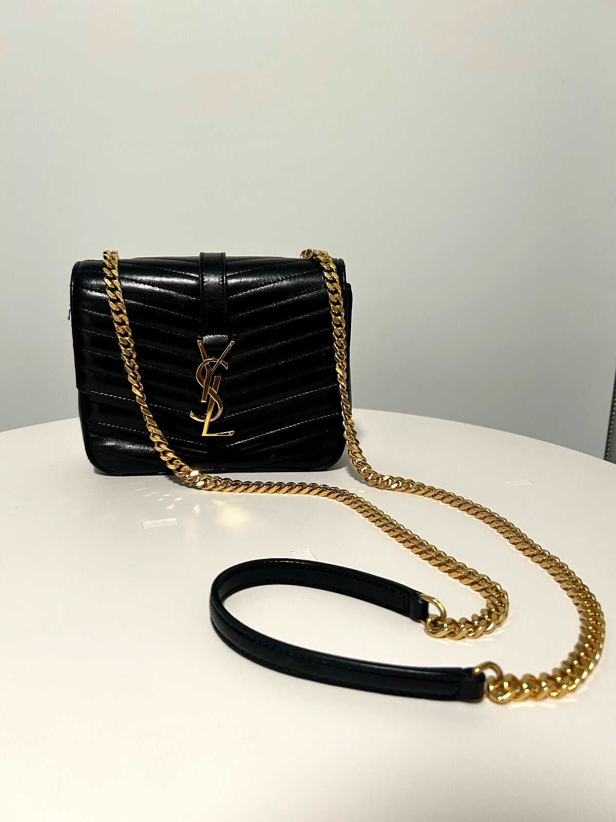 Borsa Saint Laurent pelle di agnello Matelasse Chevron piccola Sulpice nera autentica