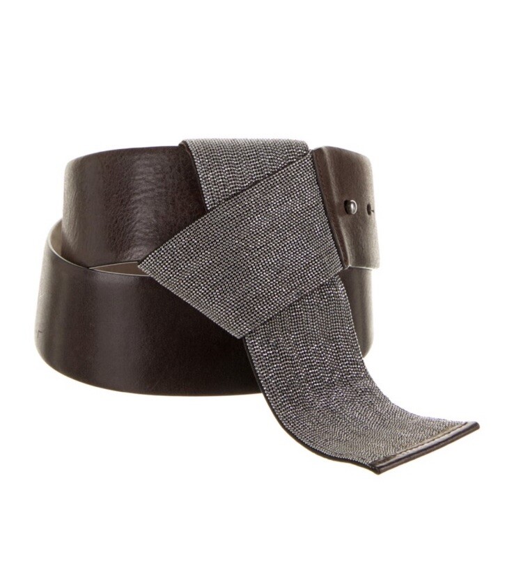 Brunello Cucinelli wide black belt with monili size S Brunello Cucinelli - Black Wide Raffia Single Monili Loop Belt main image 3