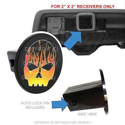 Custom Class 3 Tow Hitch Receiver 2'' Insert Plug Truck & SUV - HOT ROD SKULL