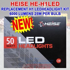 HEISE HE-H1LED 6000 LUMENS 25W PER BULB REPLACEMENT H1 LED HEADLIGHT KIT NEW 