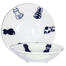 Japanese Soup Snack Rice Bowl 5.5"D x 1.5"H Porcelain Sitting Cat Made in Japan