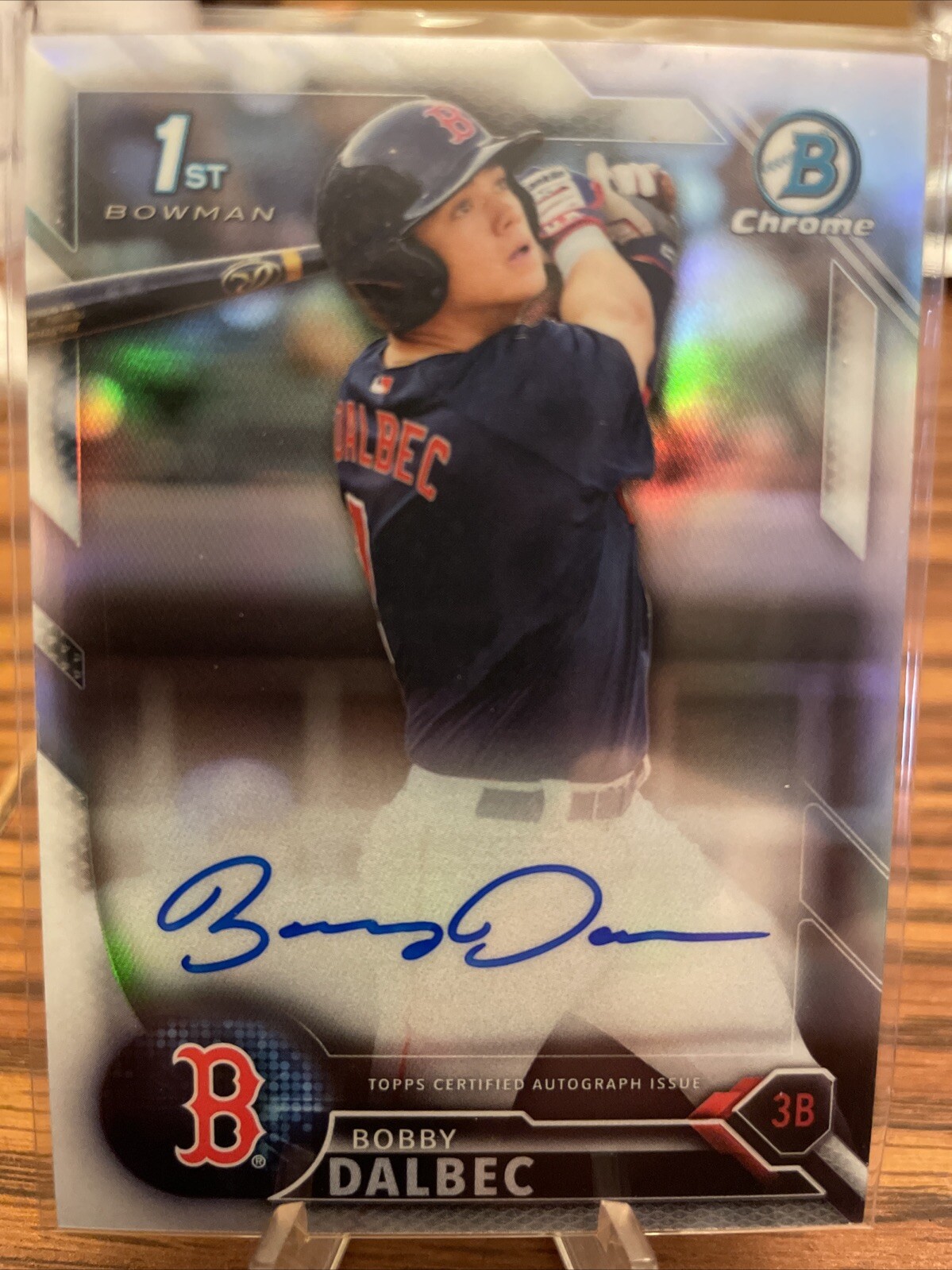 Bobby Dalbec 2016 Bowman chrome draft Boston Red Sox refractor auto /499