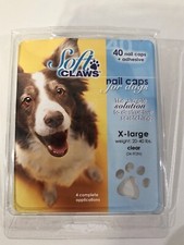 Soft Claws Canine Nail Caps - 40 Nail Caps Adhesive Dogs XLarge New In Pkg Clear