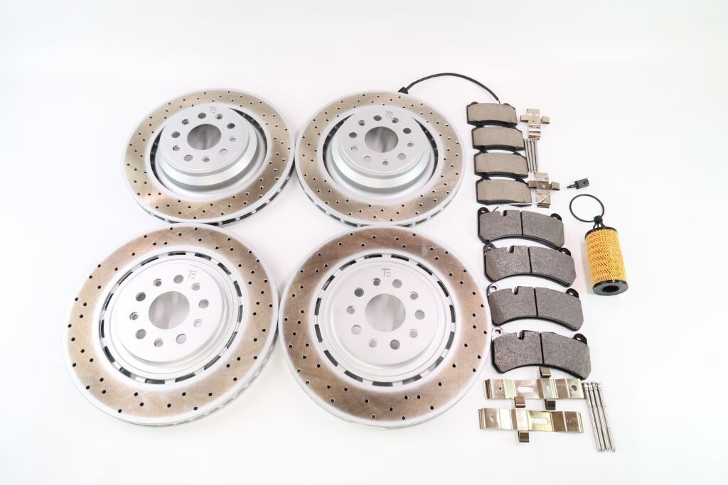Maserati Ghibli Quattroporte front rear brake pads rotors+FREE Oil Filter2014-16