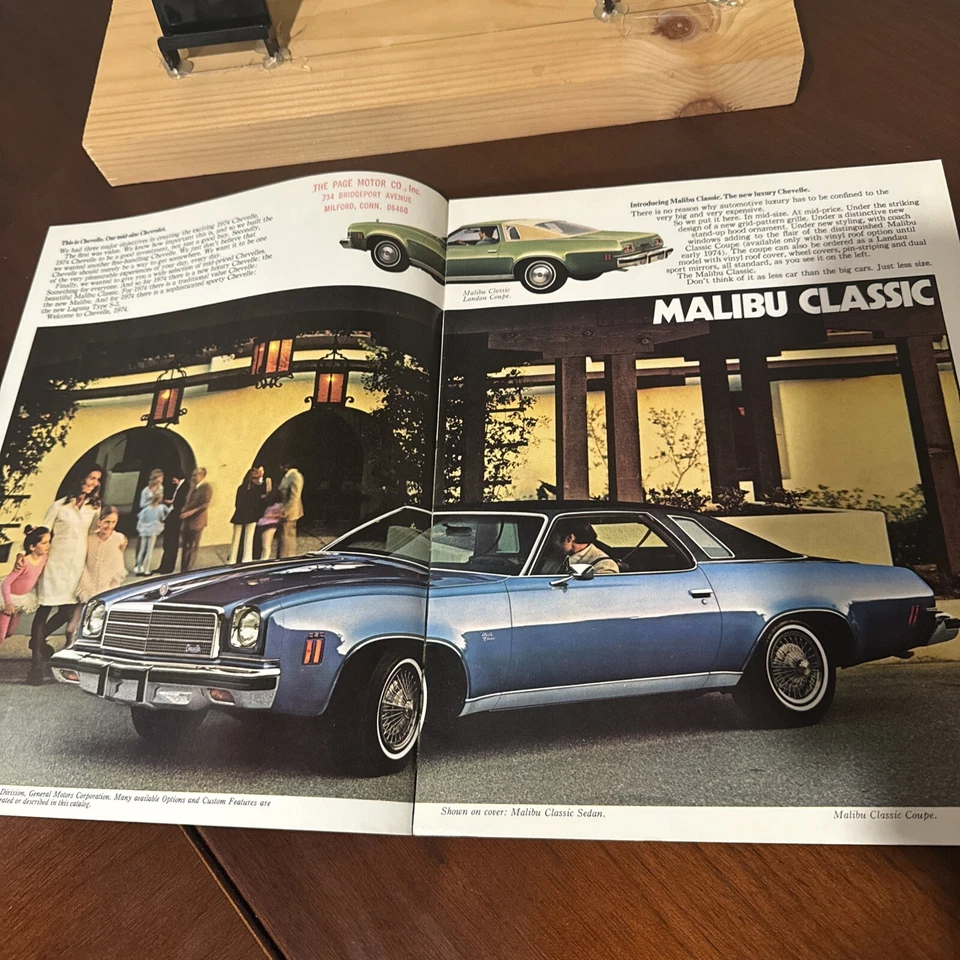 Chevrolet Chevelle Malibu 1974 clásico y Laguna 16 páginas folleto de ventas catálogo Foto 2 de 2