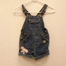Girls old navy blue jean overalls shorts size 4/5 butterfly Pockets 100%cotton 
