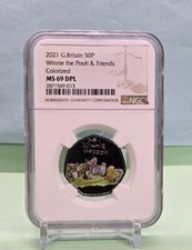 2021 GREAT BRITAIN 50p DISNEY S CLASSIC POOH & FRIENDS NGC MS69 DPL not niue
