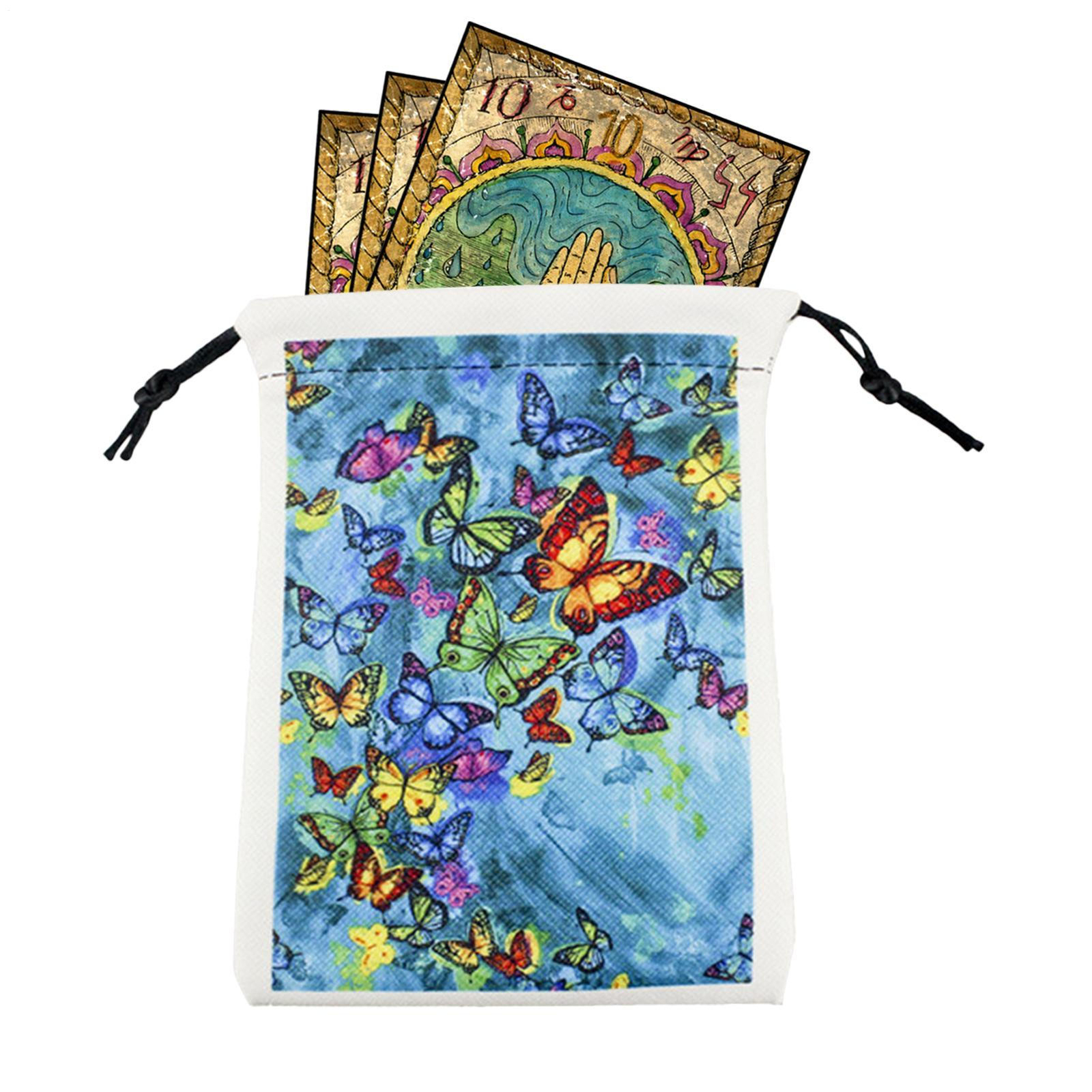 Double-Sided Velvet Tarot Card Holder with Drawstring Pouch-image
