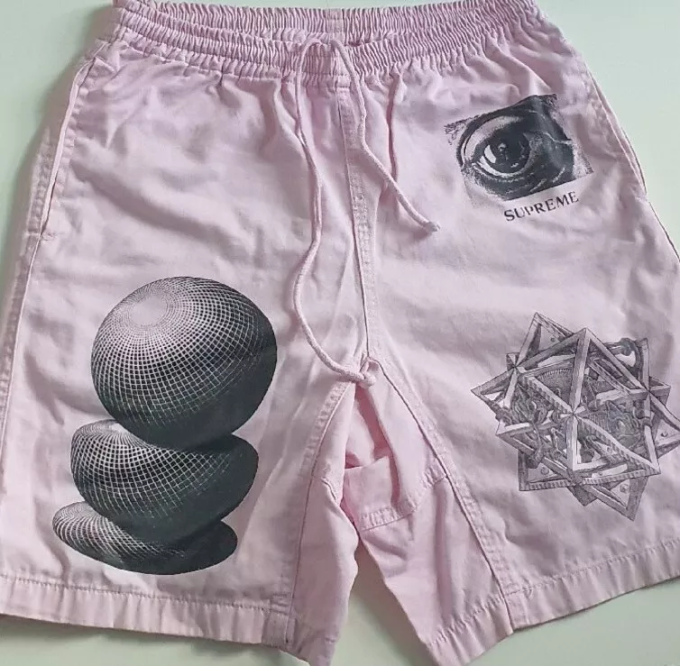 Short SS17 Supreme x MC Escher rose poussière taille S petit short rare