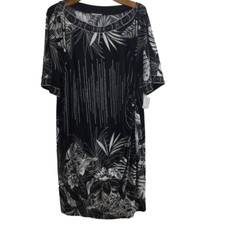 Signature By Robbie Bee Womens Floral Boat Neck Sheath Dress Black Plus Size 3X