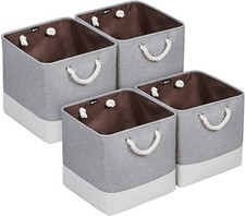 Fabric Boxes Foldable Fabric Basket Bin for Organizing 4-Pack Grey, 13''