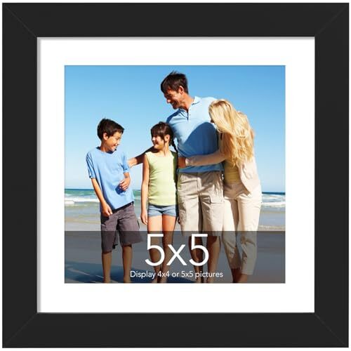 Picture Frames,Picture Frames Display Pictures 4x4 with Mat or 5x5 Black