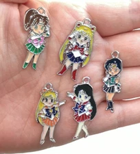 50pcs cartoon Sailor moon Metal Charm Pendant DIY Necklace Jewelry Making