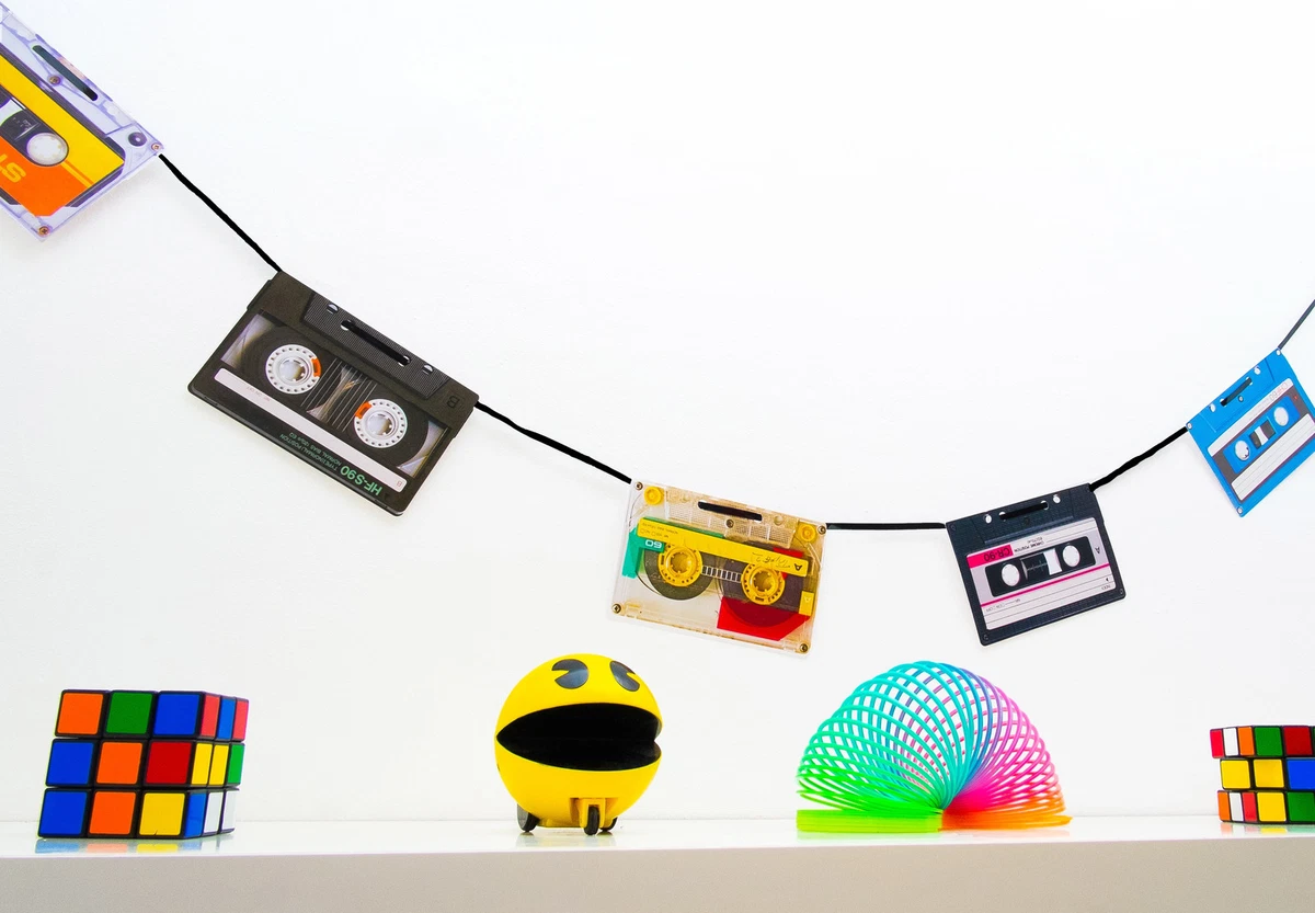 90s Party Decorations Pack Posters Balloons Guitar and Bunting