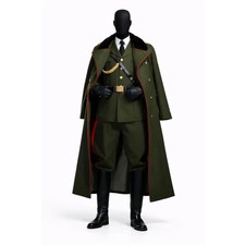 Military Green Officer Uniform Coat Cosplay Costume Cape Set