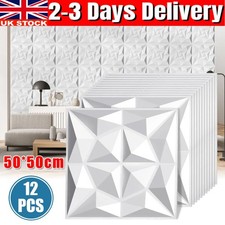 12x 3D Acoustic Wall Panels Diamond Design PVC Sound Proofing Wall Panel 50x50cm