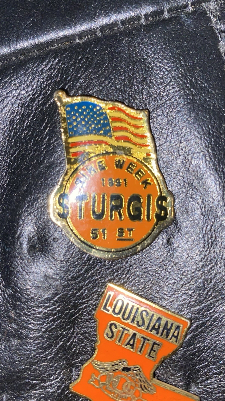 Leather Harley Vest Medium Pouches Pins