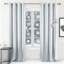 HOMEIDEAS Greyish White Faux Silk Blackout Curtains 52x84" Luxury 2 Panels