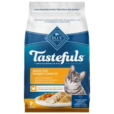 Blue Buffalo Tastefuls Adult Cat Food, Weight Control, Natural, 7-lb Bag