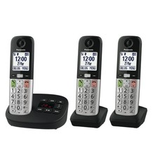Image of Panasonic KX-TGU433EB Digital Cordless Phone Black, 3-Handset, Answering Machine