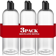 3Pcs 16 oz Clear Plastic Refillable Travel Shampoo and Conditioner Bottles with