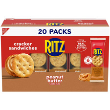 RITZ Peanut Butter Sandwich Crackers, Lunch Snacks, 20 Snack Packs